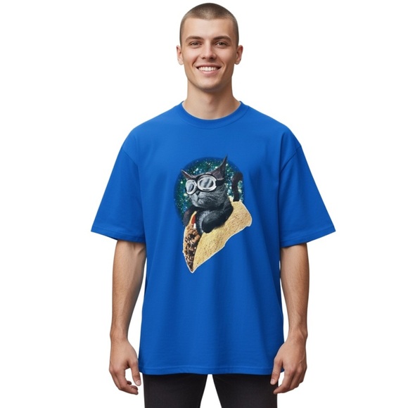 MAD Engine Mechanic Blue Cat Taco Kitty Space T-Shirt Size XL/EG/TG Streetwear - Picture 1 of 10